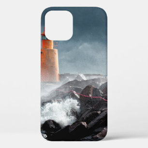 ORANGE LIGHTHOUSE ON ROCK iPhone 12 CASE