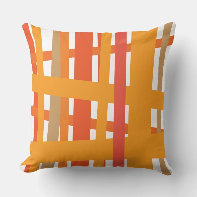 ORANGE LIGNES CRAZY DESIGN Oreiller à lancer rétro (Recto)