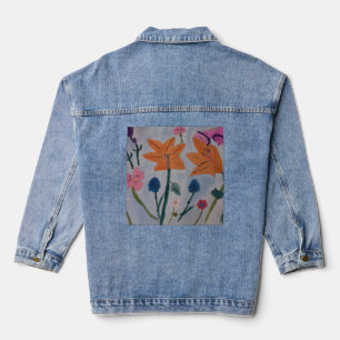 Orange Lilies Denim Jacket