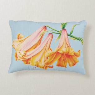 Orange lilies fine art painting throw pillow