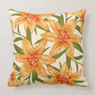 Orange Lilies. Flower illustration Throw Pillow