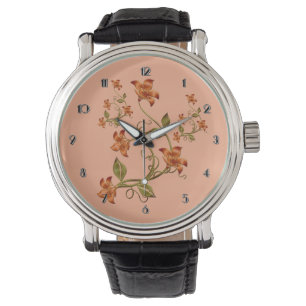 Orange Lillies Floral Patch Montre Poignée