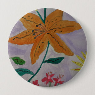 Orange Lily 4 Inch Round Button