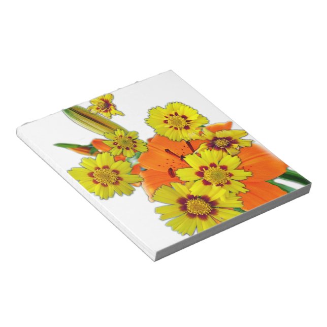 orange lily and daisy flowers notepad (Angled)