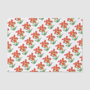 Orange Lily Botanical Illustration Tissue Paper