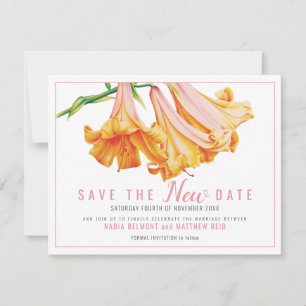 Orange lily floral art wedding save the NEW date Save The Date