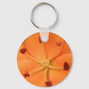 Orange Lily Floral Keychain