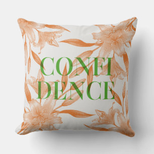 ORANGE LILY FLORAL MESSAGE Throw Pillow