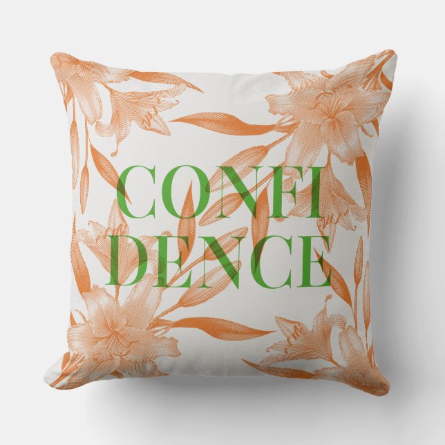 ORANGE LILY FLORAL MESSAGE Throw Pillow (Front)