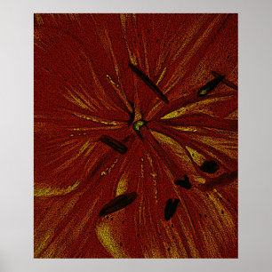 orange Lily flower close up section abstract art Poster