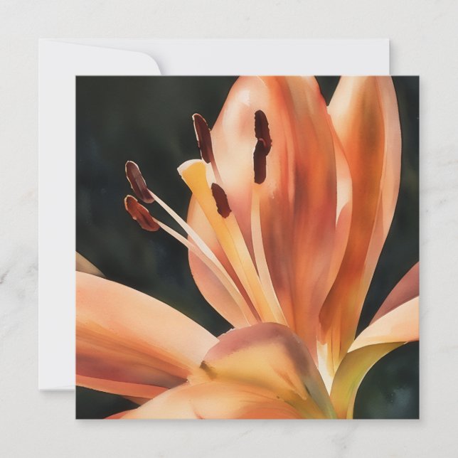 Orange Lily Flower Flat Note Card (Front)
