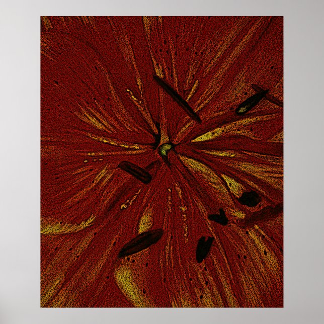 orange Lily flower modern art abstract art Poster (Front)