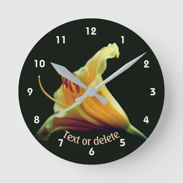 Orange Lily Flower Personalized   Round Clock (Front)