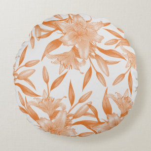 Orange Lily Flower Signifiant Coussin rond