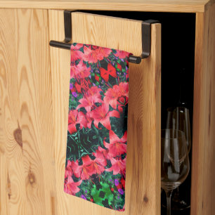 Orange Lily Flowers Abstract Art Pattern Kitchen Towel