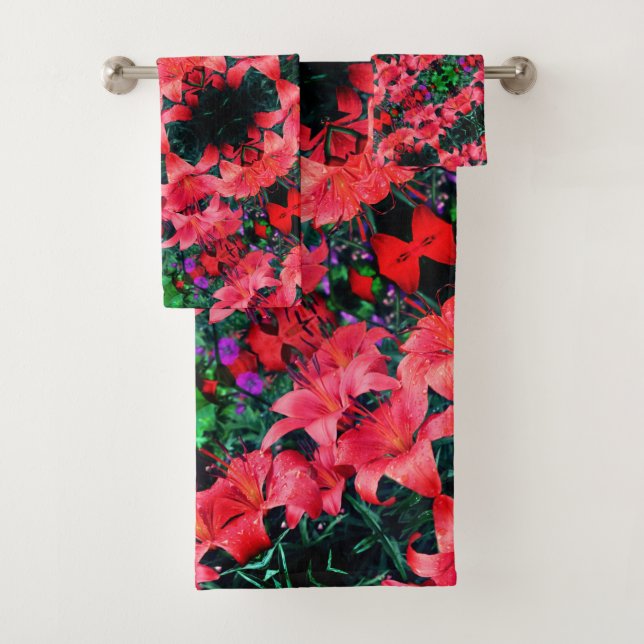 Orange Lily Flowers Abstrait Art Motif (En situation)