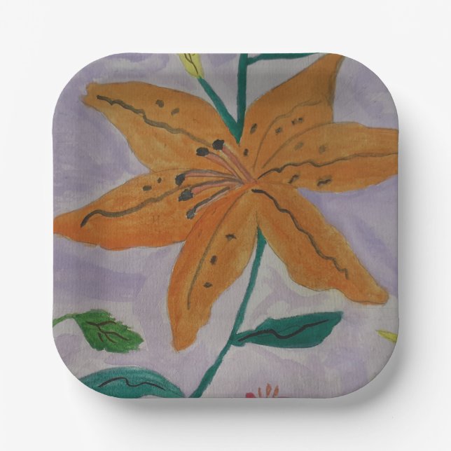 Orange Lily  Paper Plate (Front)