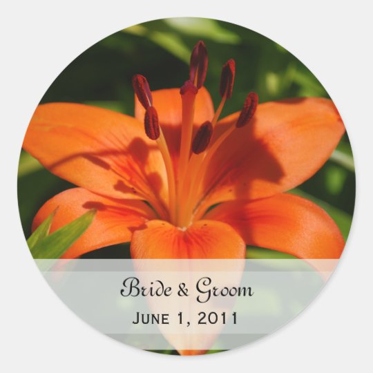 Orange Lily Wedding Stickers
