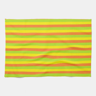 Orange, Lime Green and Yellow Stripes Kitchen Towel