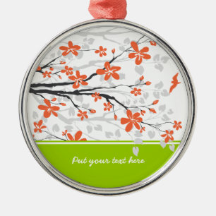 Orange lime green magnolia flowers ornament