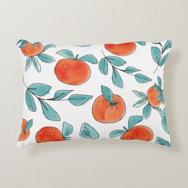 Orange line art: seamless pattern accent pillow (Front)