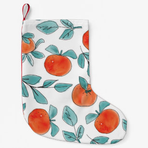 Orange line art: seamless pattern small christmas stocking