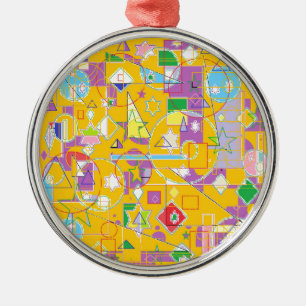 Orange Line Metal Ornament