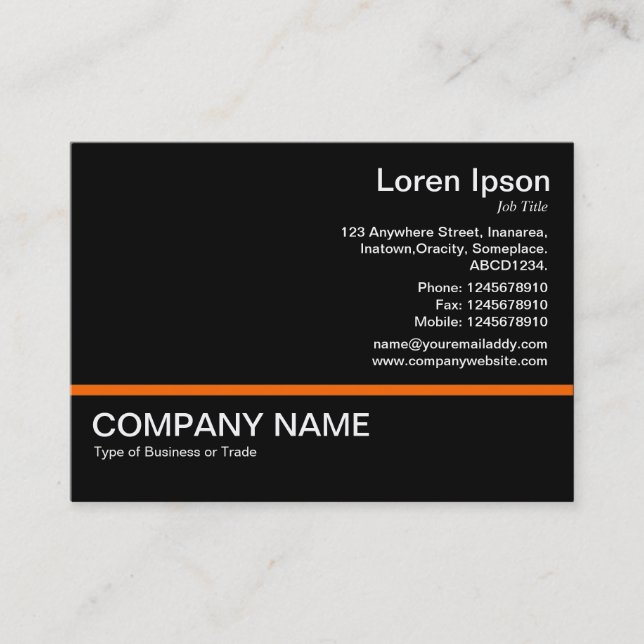 Orange Line v2 - Black Business Card (Front)