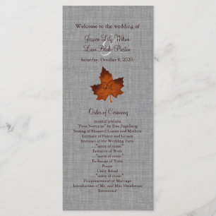 Orange Linen Monogrammed Wedding Program