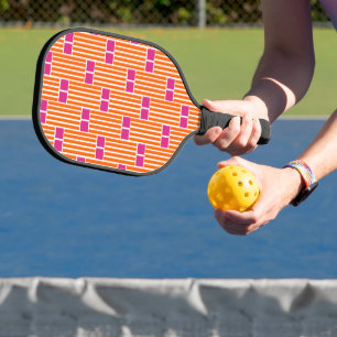 Orange Lines and Pink Boxes Pickleball Paddle