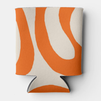 Orange Liquid Swirl Flow Groovy Stripe Y2K Pattern Can Cooler