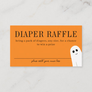 Orange Little Boo Baby Shower Diaper Raffle Enclosure Card
