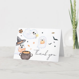 Orange Little Boo Halloween Baby Shower Thank You Card