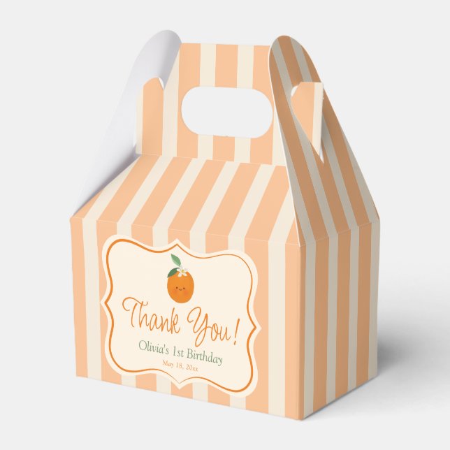 Orange Little Cutie Birthday Favor Box (Front Side)