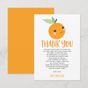 Orange Little Cutie Citrus Baby Shower Thank You  Invitation