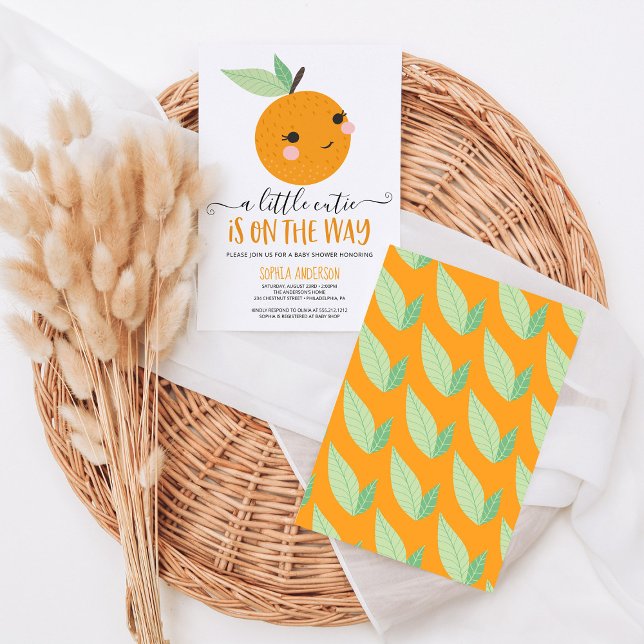 Orange Little Cutie Citrus Modern Baby Shower Invitation (Creator Uploaded)