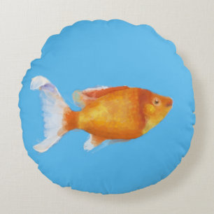 Orange little fish round pillow