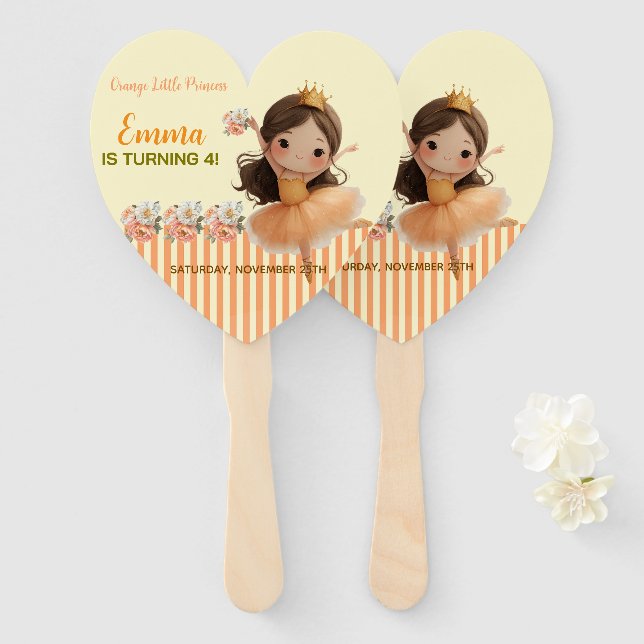 Orange Little Princess Ball Set of Fans (Front and Back)