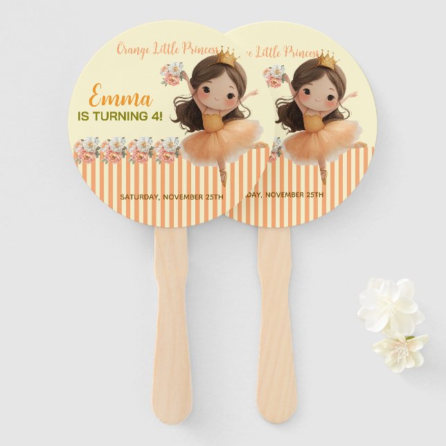 Orange Little Princess Ball Set of Fans (Front and Back)