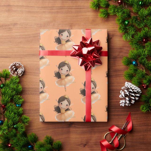 Orange Little Princess Ball Wrapping Paper (Holiday Gift)