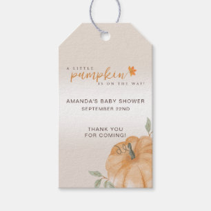 Orange Little Pumpkin Autumn Fall Baby Shower Gift Tags