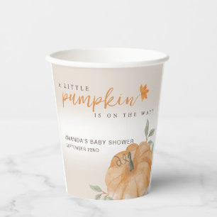 Orange Little Pumpkin Autumn Fall Baby Shower  Paper Cups