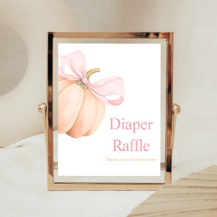 Orange Little Pumpkin Bow Diaper Raffle Sign