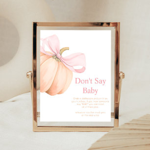 Orange Little Pumpkin Bow Don't Say Baby Sign