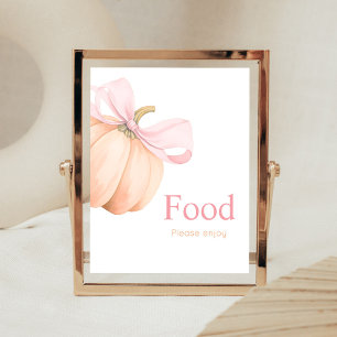 Orange Little Pumpkin Bow Food Sign