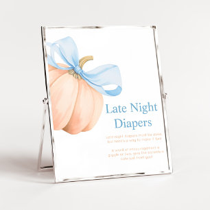 Orange Little Pumpkin Bow Late Night Diapers Sign