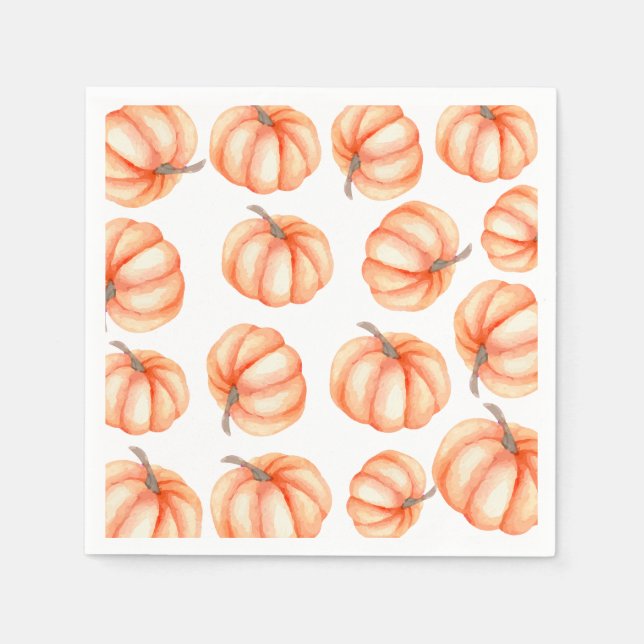  Orange Little Pumpkin Halloween Fall Baby Shower  Napkin (Front)
