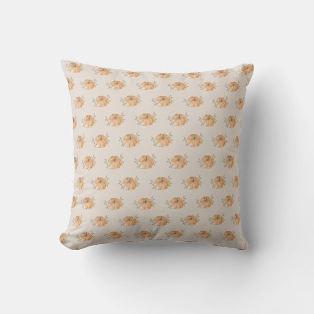 Orange Little Pumpkin Pattern Fall Baby Shower  Throw Pillow (Front)