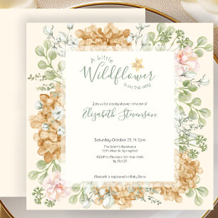 Orange Little Wildflower Baby Shower Invitation