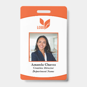 Orange Logo Photo Barcode Employee Badge